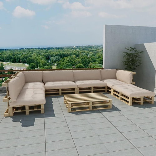 21-piece garden sofa set from pallets sand white 271777 271777 - Garden Furniture - Main image