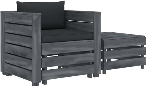 2-Piece Wooden Garden Sofa Set with Cushions, Anthracite 3052032 3052032 - Garden Furniture - Main image