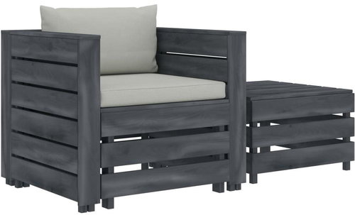 2-Piece Wooden Garden Sofa Set with Cushions, Beige 3052078 3052078 - Garden Furniture - Main image