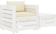 2-Piece Wooden Garden Sofa Set with Cushions, Cream 3051963 3051963 - Garden Furniture