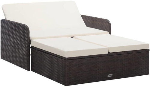 2-Piece Polyrattan Garden Sofa Set with Cushions, Brown 46079 46079 - Garden Furniture - Main image
