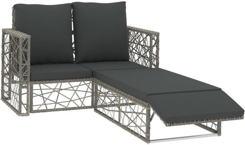 2-Piece Polyrattan Garden Sofa Set with Cushions, Grey 46812 46812 - Garden Furniture - Main image