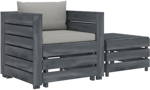 2-Piece Wooden Garden Sofa Set with Cushions, Taupe 3052055 3052055 - Garden Furniture - Main image