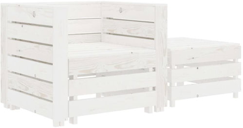 2-Piece Garden Sofa Set from Pallets, White 49351 49351 - Garden Furniture - Main image