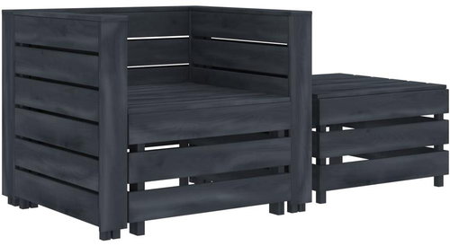 2-piece garden sofa made of gray wood pallets 49356 49356 - Garden Furniture - Main image