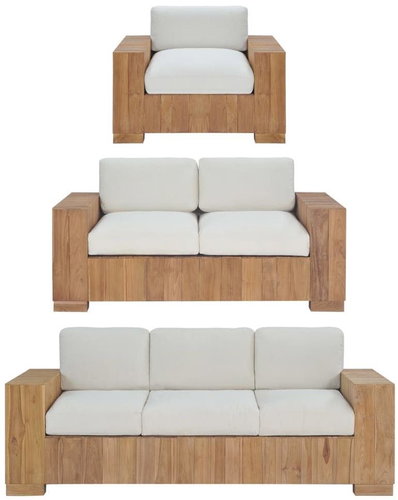 3-piece Solid Teak Sofa 276288 276288 - Garden Furniture - Main image