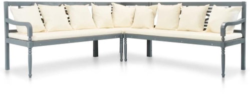 3-piece garden sofa with cushions solid acacia gray 42628 42628 - Garden Furniture - Main image