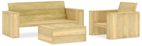 3-piece garden sofa impregnated pine wood 3053196 3053196 - Garden Furniture - Main image