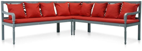 3-piece garden sofa solid acacia gray-red 43697 43697 - Garden Furniture - Main image