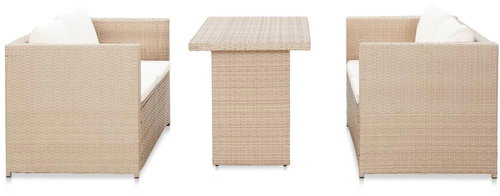 3-piece garden sofa with cushions polyrattan beige 46398 46398 - Garden Furniture - Main image