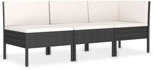 3-piece garden sofa with cushions polyratan black 310202 310202 - Garden Furniture - Main image