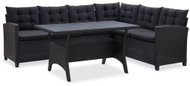3-piece garden sofa with cushions polyrattan black 46101 46101 - Garden Furniture