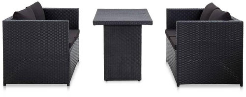 3-piece garden sofa with cushions polyratt black 46397 46397 - Garden Furniture - Main image
