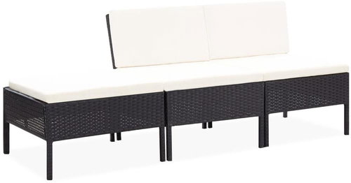 3-piece garden sofa with cushions polyratan black 48956 48956 - Garden Furniture - Main image