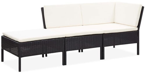 3-piece garden sofa with cushions polyratan black 48960 48960 - Garden Furniture - Main image