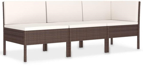 3-piece garden sofa with cushions polyratt brown 310201 310201 - Garden Furniture - Main image