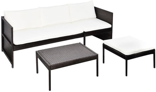 3-piece garden sofa with cushions polyrattan brown 41381 41381 - Garden Furniture - Main image