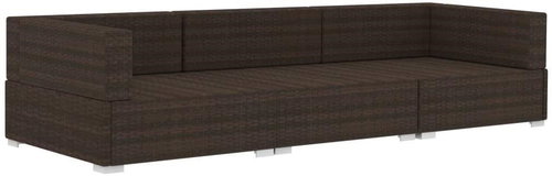 3-piece garden sofa with cushions polyrattan brown 47265 47265 - Garden Furniture - Main image