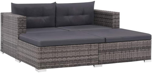 3-piece garden sofa with cushions polyrattan gray 44427 44427 - Garden Furniture - Main image