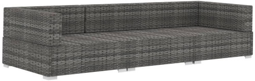 3-piece garden sofa with cushions polyrattan gray 47266 47266 - Garden Furniture - Main image