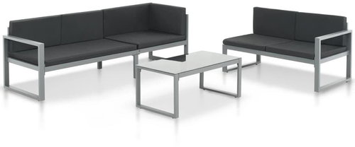3-piece garden sofa with cushions gray aluminum 44448 44448 - Garden Furniture - Main image