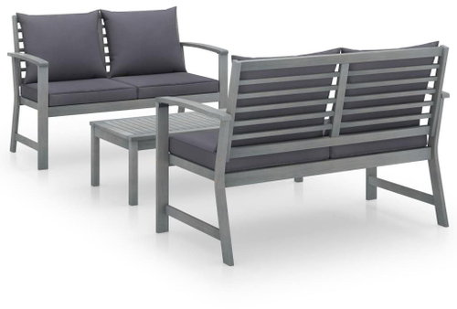 3-piece garden sofa with solid acacia cushion gray 3057784 3057784 - Garden Furniture - Main image