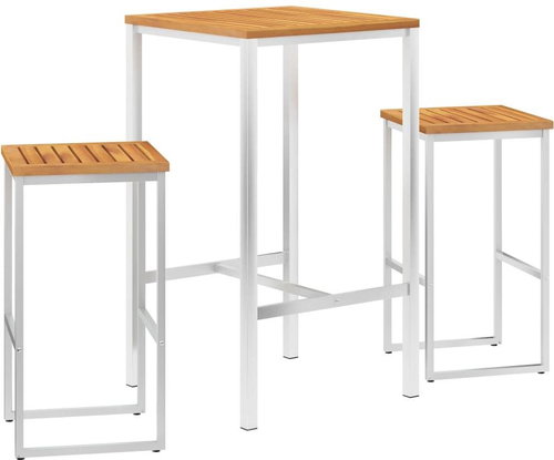3-piece bar set solid acacia wood and stainless steel 3053399 3053399 - Garden Furniture - Main image