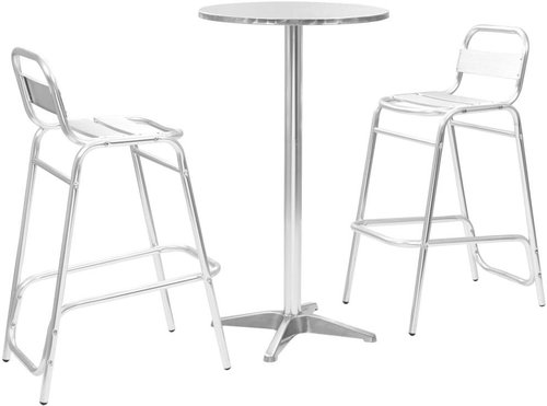 3-piece bar set with round table silver aluminum 44806 44806 - Garden Furniture - Main image