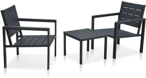 3-piece bistro set HDPE gray wooden look 47875 47875 - Garden Furniture - Main image