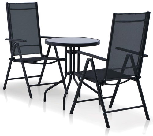 3-piece bistro set aluminum and textile black 44446 44446 - Garden Furniture - Main image