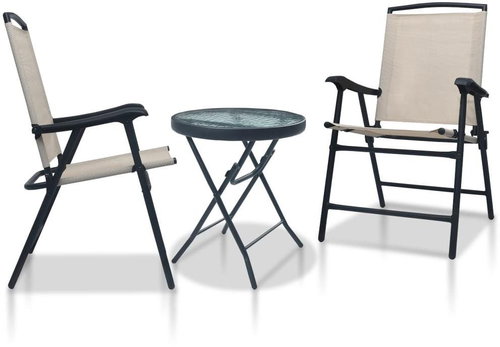 3-piece bistro set cream steel 3054573 3054573 - Garden Furniture - Main image