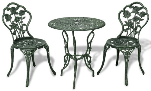 3-piece bistro set cast aluminum green 42164 42164 - Garden Furniture - Main image