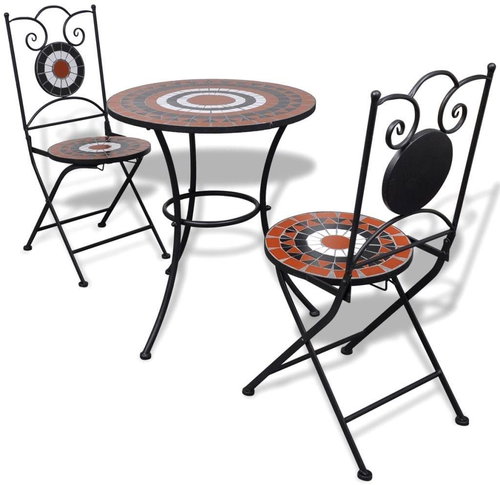 3-piece bistro set mosaic ceramic terracotta and white 271773 271773 - Garden Furniture - Main image