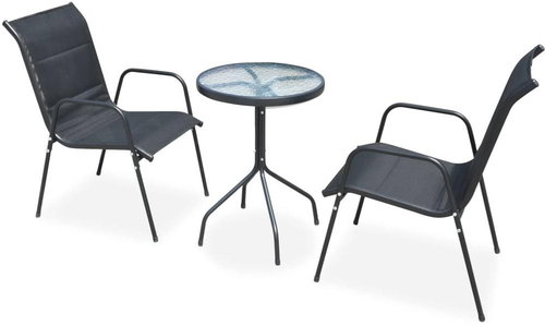 3-piece bistro set steel black 43315 43315 - Garden Furniture - Main image