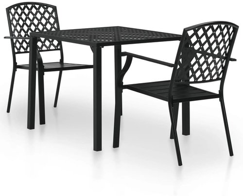 3-piece bistro set steel black 44269 44269 - Garden Furniture - Main image