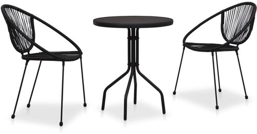 3-piece bistro set PVC rattan black 48567 48567 - Garden Furniture - Main image