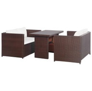 3-piece bistro set with cushions brown polyratan brown 43914 43914 - Garden Furniture