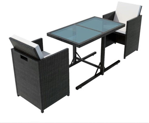 3-piece bistro set with polyrattan cushions black 42539 42539 - Garden Furniture - Main image