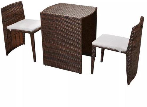 3-piece bistro set with brown polyrattan cushions 42881 42881 - Garden Furniture - Main image