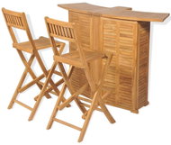 3-piece bistro set with folding chairs solid teak wood 43805 43805 - Garden Furniture