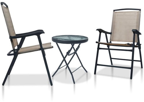 3-piece bistro set taupe steel 3054574 3054574 - Garden Furniture - Main image