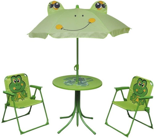 3-piece children' s garden bistro set with parasol green 41843 41843 - Garden Furniture - Main image