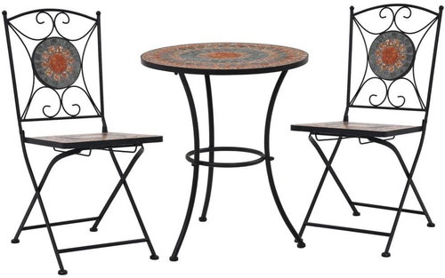 3-piece mosaic bistro set ceramic orange-gray 279691 279691 - Garden Furniture - Main image