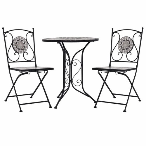 3-piece mosaic bistro set ceramic gray 279690 279690 - Garden Furniture - Main image