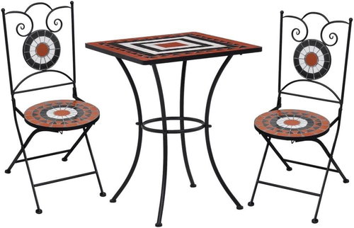 3-piece mosaic bistro set ceramic terracotta-white 279415 279415 - Garden Furniture - Main image