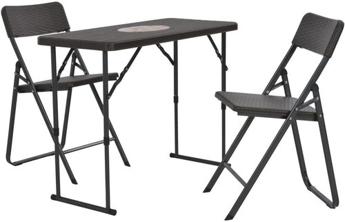 3-piece folding bistro set HDPE brown rattan look 44556 44556 - Garden Furniture - Main image