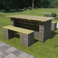 3-piece garden dining set with steel gabion pine 275902 275902 - Garden Furniture