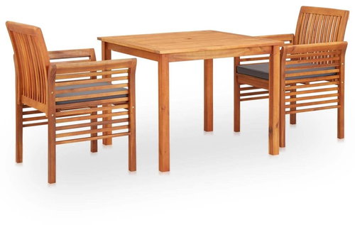 3-piece garden dining set with cushions solid acacia wood 278901 278901 - Garden Furniture - Main image