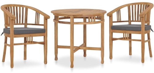 3-piece garden dining set with cushions solid teak wood 3053649 3053649 - Garden Furniture - Main image