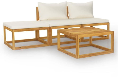 4-piece garden sofa cream cushion solid acacia 3057658 3057658 - Garden Furniture - Main image